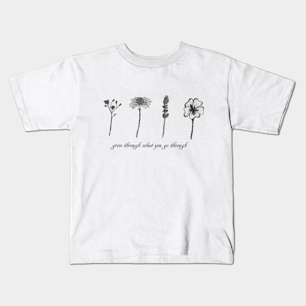 Spring flower sketch design Kids T-Shirt by deadlydelicatedesigns